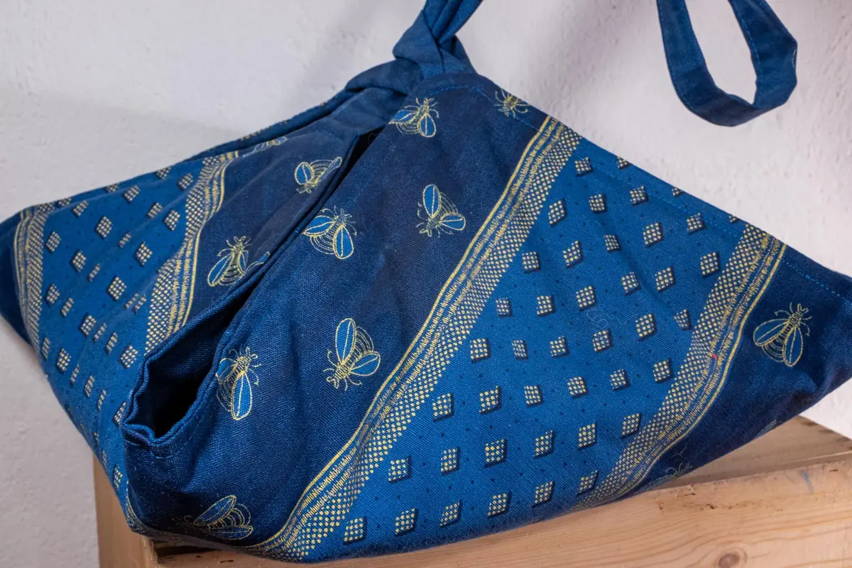 Sac à tarte bleu en tissus recyclés